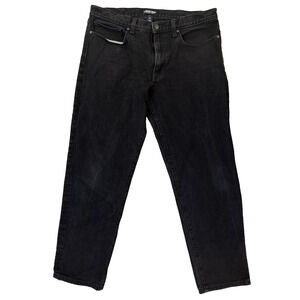 Lands' End Square Rigger Jeans Mens 36x32 Black Denim Straight Classic Fit